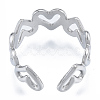 304 Stainless Steel Hollow Heart Cuff Rings RJEW-N038-124P-3