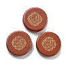 Natural Red Jasper Flat Round with Chakra Sign Figurines Display Decorations DJEW-K025-01A-1