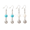 2Pair 2 Style Synthetic Turquoise & Howlite with Yin Yang Long Dangle Earrings EJEW-JE04962-03-1