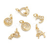 Fashewelry 12Pcs 6 Style Brass Micro Pave Clear Cubic Zirconia Charms KK-FW0001-11-3