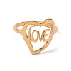Ion Plating(IP) 201 Stainless Steel Heart with Word Love Finger Ring RJEW-J051-38G-2