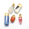 Plated Natural Agate Pendants with Brass Findings G-R275-30-1