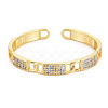 Cubic Zirconia Rectangle Open Cuff Bangle BJEW-S141-024-1