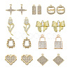 Spritewelry 18Pcs 9 Style Alloy Crystal Rhinestone Pendants FIND-SW0001-30-12