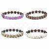 Natural Wood & Stone Round Beaded Stretch Bracelet BJEW-JB07817-1