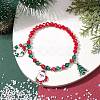 Christmas Tree & Santa Claus & Christmas Wreath Alloy Enamel Charm Bracelets BJEW-TA00507-2