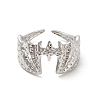 304 Stainless Steel Gothic Bat Open Cuff Ring for Women RJEW-E066-01P-2