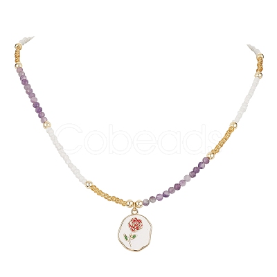 Alloy Enamel Pendant Necklace NJEW-JN04407-1