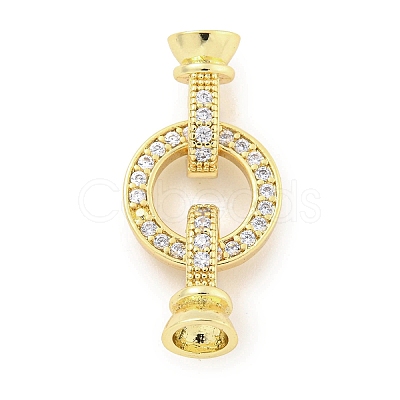 Brass Micro Pave CLear Cubic Zirconia Fold Over Clasps KK-Q814-01G-1