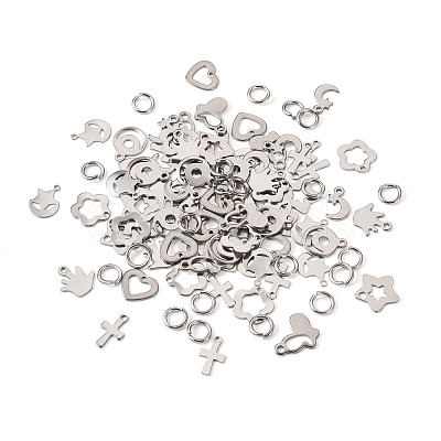 PandaHall Jewelry 90Pcs 9 Style 304 Stainless Steel Charms STAS-PJ0001-41-1