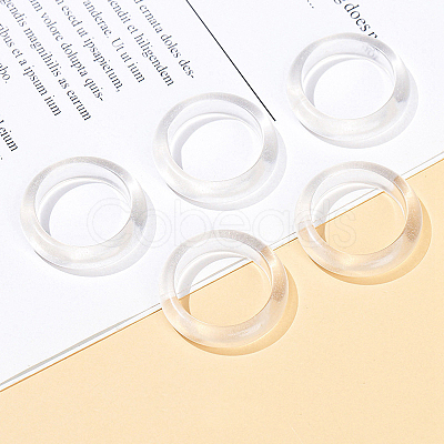 Natural Quartz Crystal Plain Band Finger Rings PW-WG26698-05-1