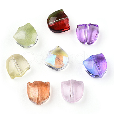 Spray Painted Transparent Glass Beads X-GLAA-T022-26-1