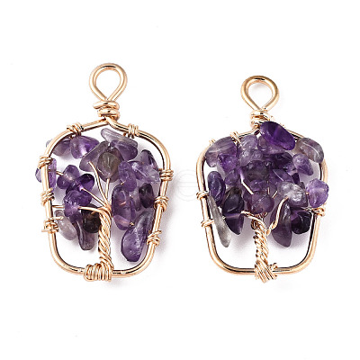 Natural Amethyst Pendants G-T131-94B-09-1