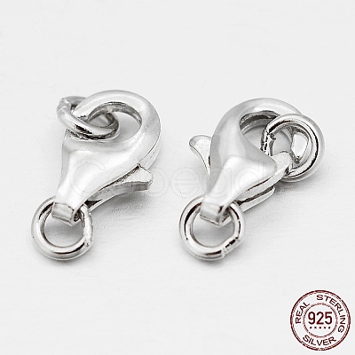 Anti-Tarnish Rhodium Plated 925 Sterling Silver Lobster Claw Clasps STER-O015-A-04-1