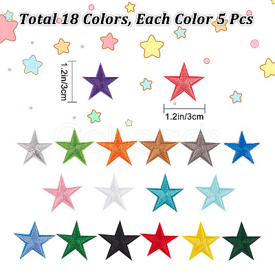 Gorgecraft 90Pcs 18 Colors Computerized Embroidery Cloth Iron on/Sew on Patches DIY-GF0006-49-1
