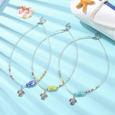 Alloy Tortoise Pendant Necklace NJEW-JN04427-1