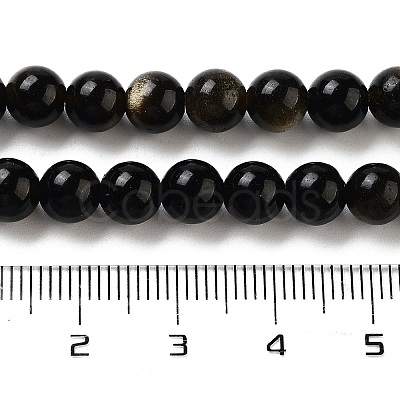 Natural Golden Sheen Obsidian Beads Strands G-C068-6mm-9-1