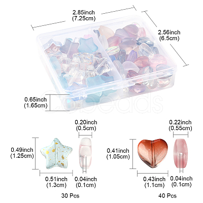 70Pcs Transparent and Frosted Glass Beads GLAA-FS0001-59-1