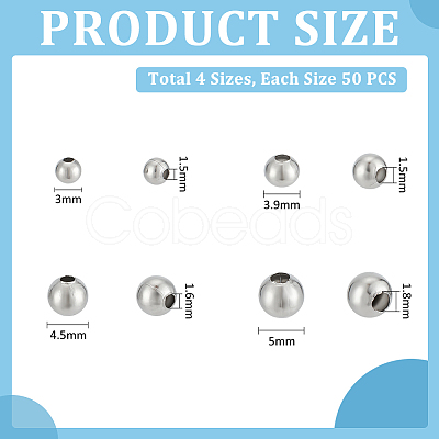 Unicraftale 200Pcs 4 Styles 304 Stainless Steel Spacer Beads STAS-UN0052-49-1