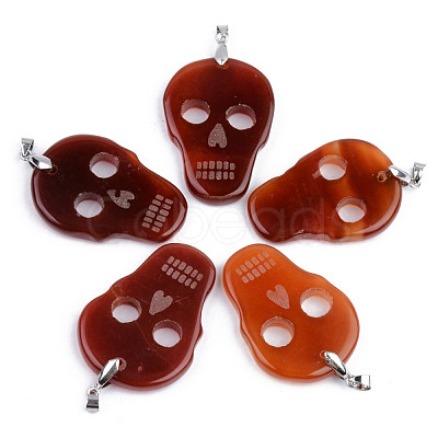 Halloween Themed Natural Agate Big Pendants G-S359-181E-1