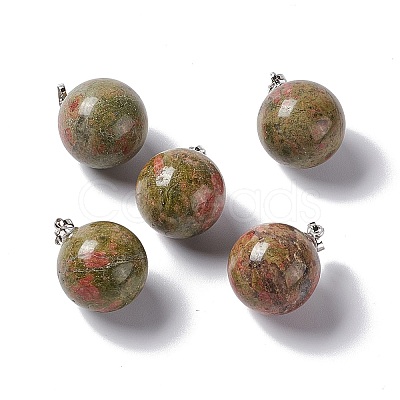 Natural Unakite Pendants G-G926-02P-04-1