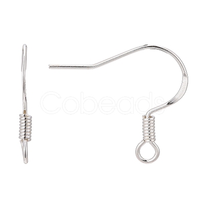 925 Sterling Silver Flat Coil Earwire X-STER-S002-53-1