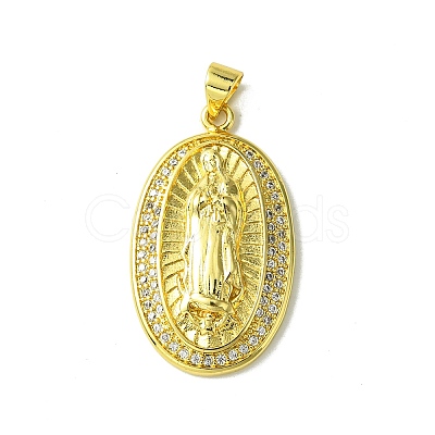 Real 18K Gold Plated Brass Micro Pave Cubic Zirconia Pendants KK-H472-17G-02-1