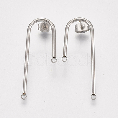 Left and Right Non-Tarnish 304 Stainless Steel Stud Earring Findings X-STAS-S079-143A-1