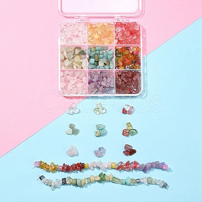 117G 9 Style Natural & Synthetic Gemstone Chips Beads Sets G-FS0002-27-1