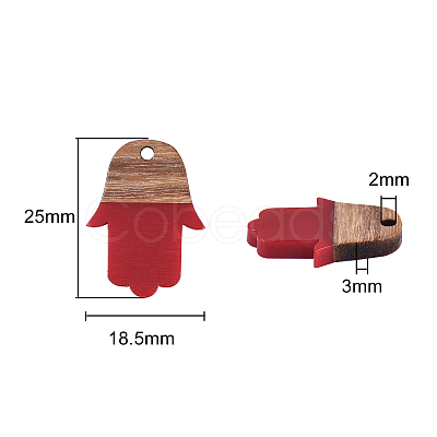 20pcs 5 Colors Resin & Walnut Wood Pendants RESI-CJ0001-197-1