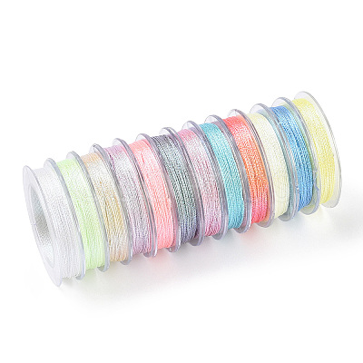 12 Rolls 12 Colors Luminous Polyester Sewing Thread OCOR-WH0087-05-1