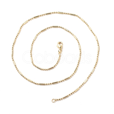 Brass Ball and Column Link Chains Necklace for Women NJEW-P265-22G-1