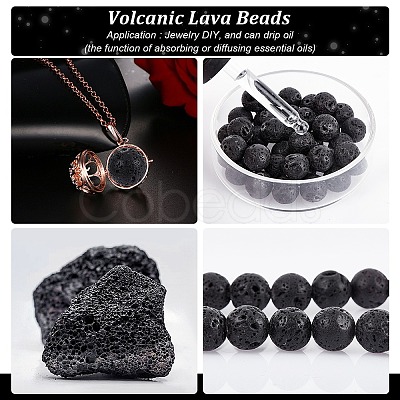 Synthetic Lava Rock Beads Strands G-S277-10mm-01-1