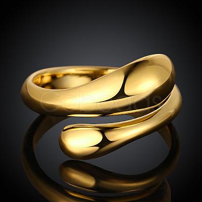 Real 18K Gold Plated Adjustable Brass Finger Rings for Women RJEW-BB07574-A-1