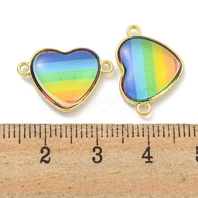 Rack Plating Brass Pave Rainbow Color Resin Connector Charms KK-M290-03B-G-1