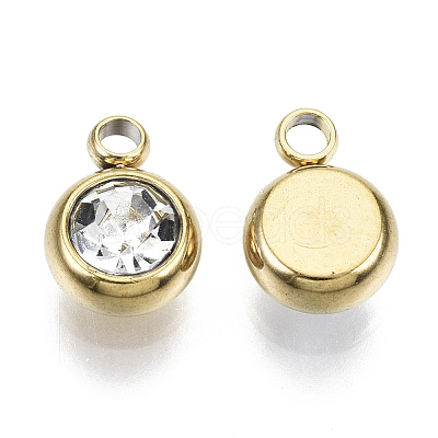 PVD Vacuum Plating 201 Stainless Steel Rhinestone Charms STAS-S068-04G-1