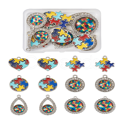 12Pcs 6 Style Zinc Alloy Enamel Pendants FIND-TA0001-63-1