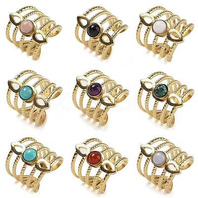 Natural & Synthetic Gemstone Finger Rings RJEW-U027-08G-1