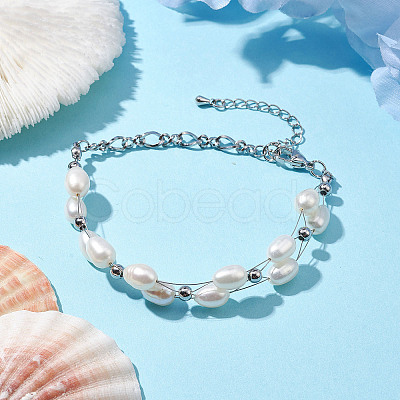 Natural Cultured Freshwater Pearl Bracelets BJEW-JB10387-1