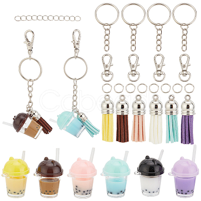 ARRICRAFT DIY Bear Milk Tea Cup Keychain Making Kit DIY-AR0003-66-1