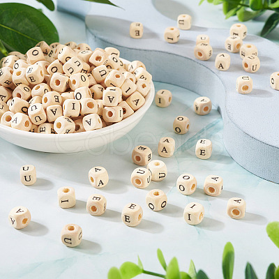 Kissitty 250Pcs 5 Styles Printed Natural Schima Wood Beads WOOD-KS0001-22-1