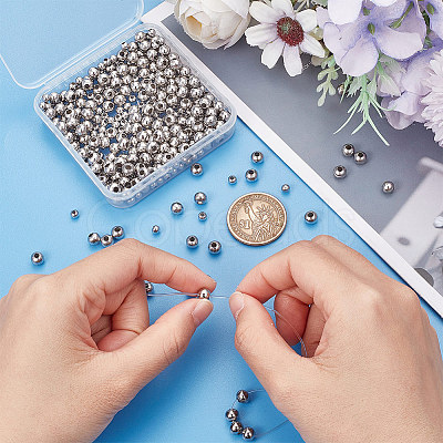 Unicraftale 400Pcs 2 Style Round 304 Stainless Steel Spacer Beads STAS-UN0053-73-1