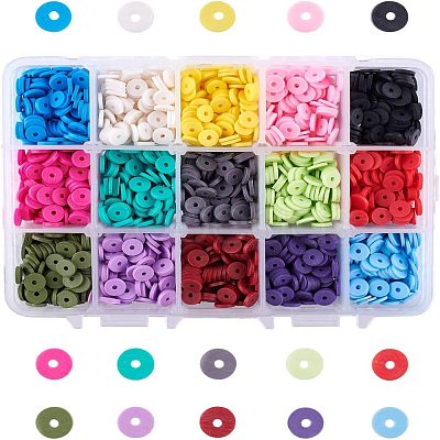 15 Colors Handmade Polymer Clay Beads CLAY-JP0001-02-6mm-1