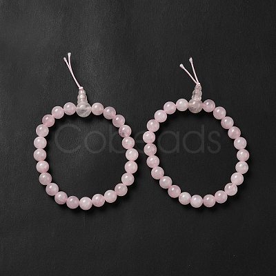 Natural Rose Quartz Gourd Beaded Stretch Bracelet for Women G-G997-G05-1