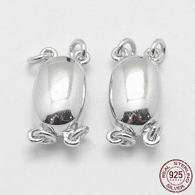 Anti-Tarnish Rhodium Plated 925 Sterling Silver Box Clasps STER-E056-075P-1