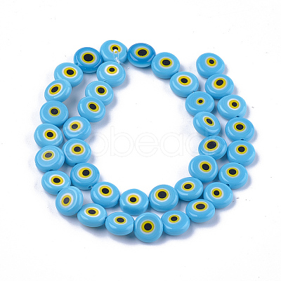 Handmade Evil Eye Lampwork Beads Strands LAMP-S191-02C-09-1