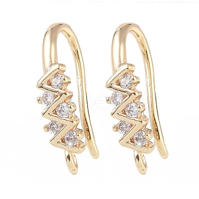 Brass Micro Pave Cubic Zirconia Earring Hooks KK-U008-11G-1