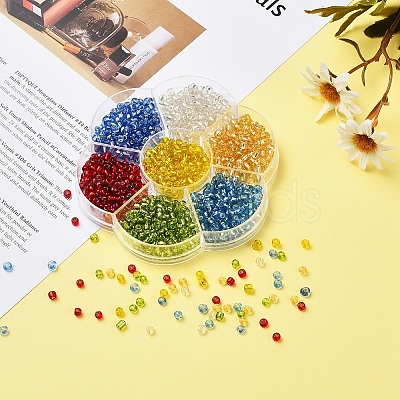 7 Colors Glass Round Seed Beads SEED-YW0001-24C-01-1