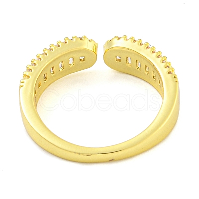 Brass Micro Pave Clear Cubic Zirconia Cuff Finger Rings for Women RJEW-B069-09G-1