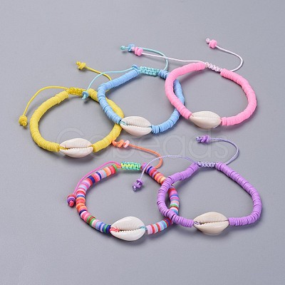 Handmade Polymer Clay Heishi Beads Kids Braided Bracelets BJEW-JB04317-1